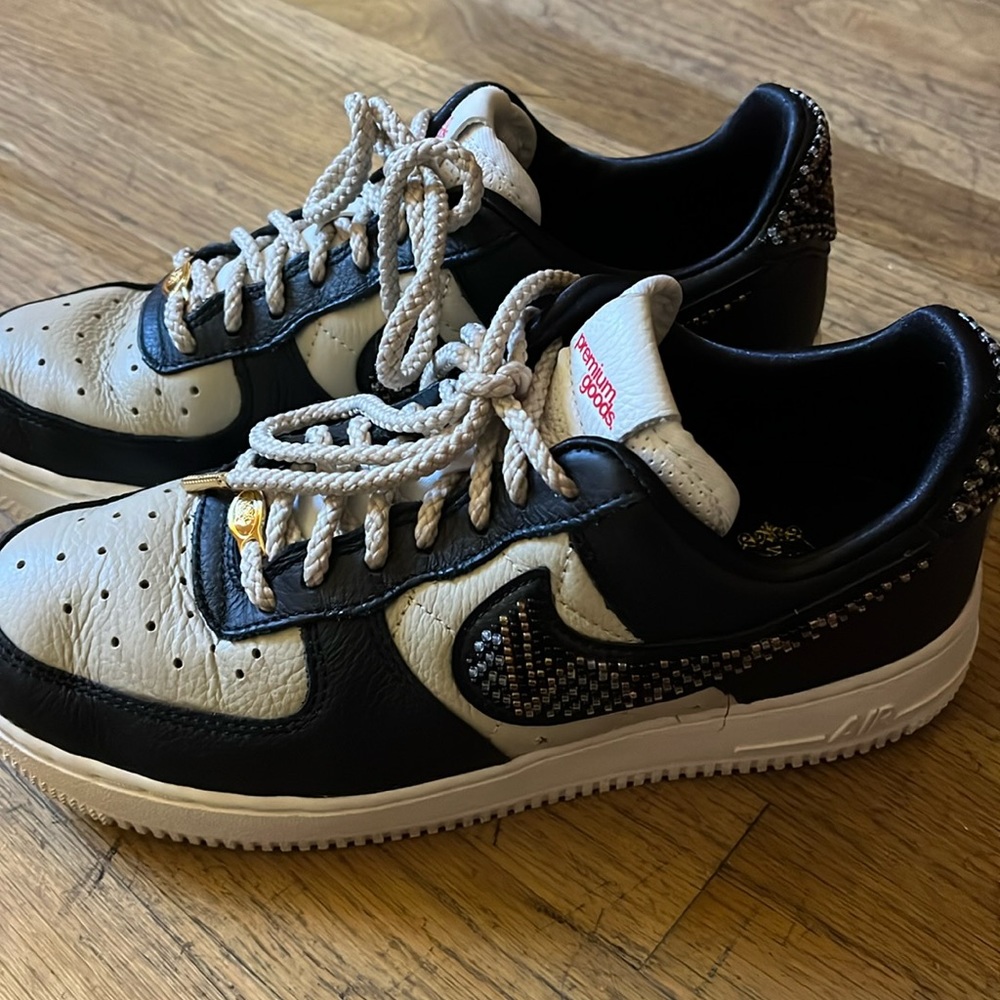 Nike Jordan AF1, special edition w/beaded swoosh and heels.